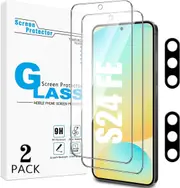 [2+2 Pack] 2PCS Front Tempered Glass Screen Protector + 2 PCS Camera Lens For Samsung Galaxy S24 FE
