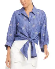 Karen Kane Embellished Tie Front Shirt