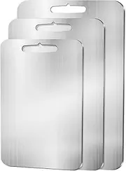 Stainless Steel Cutting Board, 3Pcs Dishwasher Safe Double Sided Chopping Board Food Boards Stainless Non Stick Chopping Boards for Vegetables Fruit and Meat