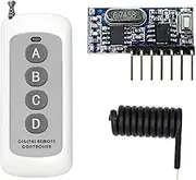 QIACHIP 433MHz Wireless Remote Control Switch Mini Receiver Built-in Learning Code 1527 Decoding 4 Channel Output with 656 FT Long-Distance Remote Control 4-Button Transmitter White