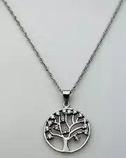 DaneCraft Tarnish Free 925 Sterling Silver CZ Tree Of Life Necklace 18”