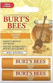 Burt's Bees 100% Natural Moisturising Lip Balm, Honey With Beeswax Duo Value Pack, 2 Tubes In Blister Box