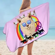Funny and Cool Retro Cats Microfiber Beach Towel