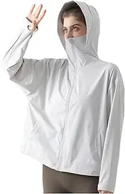 [CHINYOUKA] Women's Sun Protection Jacket, Full Zip UPF 50+ Sun Protection Clothing, Lightweight Long Sleeve Hooded Sun Shirt