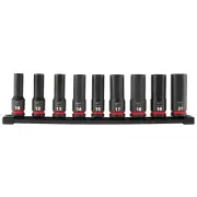Milwaukee Shockwave Impact Duty 1/2'' Drive Metric Deep 6 Point Socket Set 9Pc