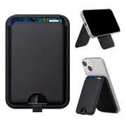 Magnetic Wallet Stand Card Holder with Adjustable Stand for iPhone 15 14 13 Series-Black