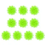 10Pcs 3.9" Chiffon Flowers Fabric Flower Sewing Fabric Appliques Neon Green