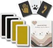 4-Pack Inkless Hand and Footprint Kit - Safe Ink Pad for Baby Hand and Footprints - Pet Paw Print Kit - Cat/Dog Paw Print Kit, Baby Essentials for Newborn, Gold & Black
