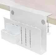 Osseph 2 In 1 Side Storage, 12 x 8 Inch Clamp On Desk Organizer With Anti-Scratch Pad & Magnetic Pen Holder, No Drill Hanging Under Desk Laptop Holder Fits Flat Edge 0.3" to 2.3"