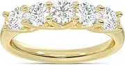 [La Joya] Lab Grown Five Stone Diamond Rings for Women | 10K Solid Yellow and White Gold Certified 1/4-1 CT. TW. Diamond Anniversary Bands and Diamond Wedding Rings for Women
