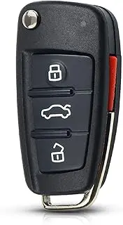 FLJKCT 3 Button Folding Remote Flip Car Key Case Shell Key Case Replacement,for Audi A2 A3 A4 A6 A6L A8 Q7 TT