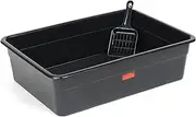 Top-in Cat Litter Tray Large Cat Toilet Deodorizing Large Space Cat Litter Box Simple Open Cat Litter Pan Black