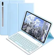 [Jarttarn] Keyboard Case Compatible with Samsung Galaxy Tab S9 Ultra 2023 14.6 inch Slim PU Cover Detachable Wireless Galaxy Tab S9 Ultra Tablet Keyboard Case with Pen Holder (Sky Blue)