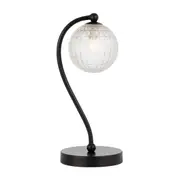 Foscani Diamond Cut Clear Glass Black Metal Base Table Lamp
