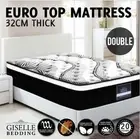 Luxury 32CM Euro Top 5 Zone Pocket Spring Mattress Top Padding Foam Double Size