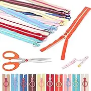 Swpeet 12Pcs 12 Inch Mixed 10 Colors Nylon Resin Zippers with Lifting Ring Pull, Scissors, Soft Tape Measure Assortment Kit, Coil Plastic Zippers Sewing Zippers for Tailor DIY Sewing Bags Garment