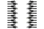 12PK Cruxtec 0.3m CAT6 RJ45 Network Lead Cable LAN Ethernet Internet Cord Black