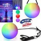 4PCS LED Multi-Coloured Glow POI Thrown Ball Light Up Belly Dance Hand Props AU