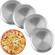 [LOPYXBR] Pizza Tray, Set of 5, 30 cm Round Stainless Steel Pizza Mould, Pizza Tray Round, Pizza Pan Stainless Steel Pizza Baking Tray for Oven, Baking, Serving, Roasting, Dishwasher Safe