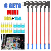 18PCS 12V Fuse Tap Adapter Kit 15 Amp 20Amp Car Add A Circuit Mini ATM APM Blade