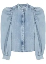 Frame Gillian Puff-sleeve Denim top - Light Blue - S S