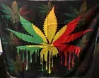 Colorful MARIJUANA LEAF DRIP PRINT TAPESTRY