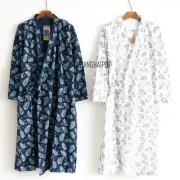 Men Kimono Yukata Pajamas Cotton Soft Japanese Bathrobe Robe Gown Nightwear New
