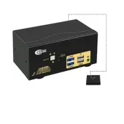 4K@60Hz 2 Port HDMI KVM Switch Triple Monitor with Audio, Cables and 2 USB 3....