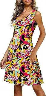 [esoaripe] Women Valentine's Day Dress Sleeveless Deep V Neck Tank Mardi Gras Dress