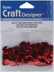 Darice Cupped Sequins Red 8mm (200 Pieces)