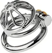 Chastity Cage Inverted Chastity Devices Metal Sissy Flat Chastity Lock Adjustable Snap Ring/Closure Ring SM Sex Toys with Invisible Lock to Prevent Erection Bondage for Men