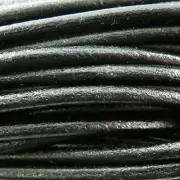 Handmade Leather Cord - Necklaces, Bracelets, Beading - 3mm Black (5 Meters)