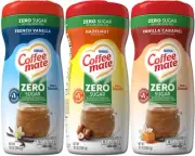 Zero Sugar Powder Coffee Creamer Variety, French Vanilla, Vanilla Caramel, Ha...