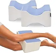 Side Sleeper Pillow, Knee Pillow for Side Sleepers, Sciatica Pain Relief Pillow, Memory Foam Leg Pillow for Back, Hip, Sciatica Pain Relief (Blue)-2PCS