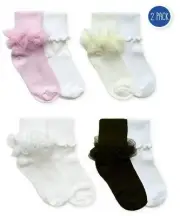 Jefferies Ruffle & Ripple Edge 2 Pack Socks, Newborn, Infant, Toddler, XSmall