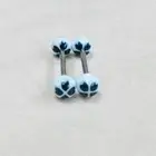Set of 2 14G barbells for nipple rings tongue rings new black hearts clover