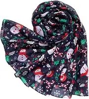 [TINEASUR] Fashionable Snowman Print Scarf Oversized Voile Shawl Winter Festival Accessory