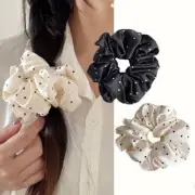 Satin Polka Dot Hair Tie Black and White Tie Fat Intestine Rope Ponytail H0I3