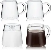 Leinuosen 4 Pcs Small Glass Creamer Pitcher Set Transparent Mini Poured Glass Tea Pitcher, Milk and Coffee Serving Jugs for Tea Milk Coffee (handle Style,2.3 oz)