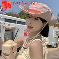 在飛比找蝦皮購物優惠-Forbetter 西部牛仔帽純色防曬登山漁夫帽透氣大簷防曬