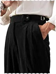 [Garqia Clyon] Men's Pants Corduroy Tailored Classic Fit Winter Stretchy Casual Corduroy Dress Pants