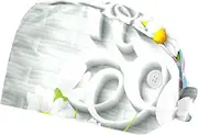 [FVQL] Pack of 2 Surgical Cap Scrub Cap with Buttons, Easter Eggs and Flower Pattern