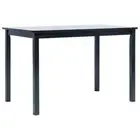Dining Table Black 114x71x75 cm Solid Rubber Wood