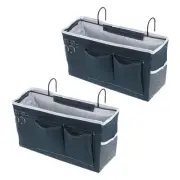 2pcs Bedside Caddy, Bed Caddy Bunk Bed Caddy Bedside Organizer with Hooks, Blue