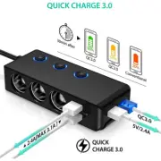 12V 3 Way Car Cigarette Lighter Socket Splitter 3 USB Charger Power Adapter