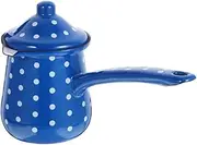 Amosfun Turkish Coffee Pot, Enamel Espresso Decanter, 700ml Cheese Butter Warmer with Lid, Greek Arabic Coffee Pot, Coffee Maker with Handle and Lid for Stove Top