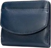 [EutDett] Small Leather Wallet for Women, Ultra thin Slim Women’s purse Bifold, Compact Ladies Coin Pocket, ST-Blue, Vintage Wallet