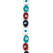Multicolor & Rhodium Evil Eye Oval Beads, 9mm by Bead Landing™ 14pc