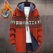 Men's Abstract Graphic Prints Geometry Winter Coat Fleece Jacket Coat Warm Breathable Comfortable Fashion Streetwear Sport Sports Outdoor Daily Wear Going out