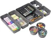 Desk Supplies Organisers, 8 Set Felt Drawer Organisers Dividers Stationery Stroage Boxes Desktop Dresser Makeup Cosmetics Boxes Utility Storage Bins Trays Holder Sorter for Home Office Storage - Gray
